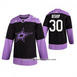 Camiseta Hockey Dallas Stars Ben Bishop Fights Cancer Negro