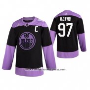 Camiseta Hockey Edmonton Oilers Connor Mcdavid Fights Cancer Practice Negro