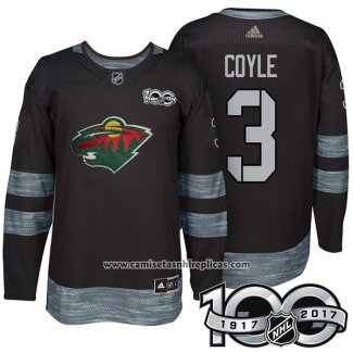 Camiseta Hockey Minnesota Wild 3 Charlie Coyle 2017 Centennial Limited Negro