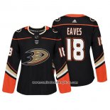 Camiseta Hockey Mujer Anaheim Ducks 18 Patrick Eaves Autentico Jugador Negro