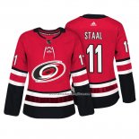 Camiseta Hockey Mujer Carolina Hurricanes 11 Jordan Staal Autentico Jugador Rojo