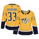 Camiseta Hockey Mujer Nashville Predators 33 Viktor Arvidsson Primera Autentico Jugador Amarillo