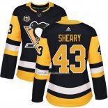 Camiseta Hockey Mujer Pittsburgh Penguins 43 Conor Sheary 50 Anniversary Primera Premier Negro