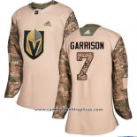 Camiseta Hockey Mujer Vegas Golden Knights 7 Jason Garrison Autentico 2017 Veterans Day Stitched Camuflaje