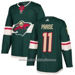 Camiseta Hockey Nino Minnesota Wild 11 Zach Parise Verde Primera Autentico Stitched