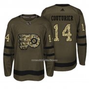 Camiseta Hockey Philadelphia Flyers 14 Sean Couturier Verde Militar