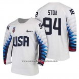 Camiseta Hockey USA Ryan Stoa 2018 Olympic Blanco