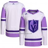 Camiseta Hockey Vegas Golden Knights Fights Cancer Autentico Blank Practice Blanco Violeta