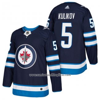 Camiseta Hockey Winnipeg Jets 5 Dmitry Kulikov Autentico Primera 2018 Azul