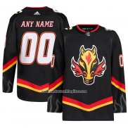 Camiseta Hockey Calgary Flames Alterno Autentico Personalizada Negro