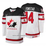 Camiseta Hockey Canada Cole Fonstad 2018 IIHF World Championship Jugador Blanco