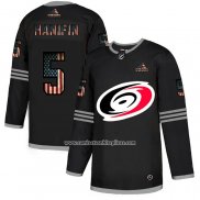 Camiseta Hockey Carolina Hurricanes Hanifin 2020 USA Flag Negro