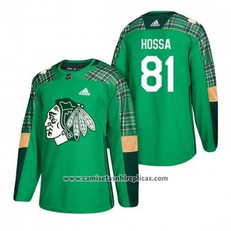 Camiseta Hockey Chicago Blackhawks Marian Hossa 2018 St. Patrick's Day Verde