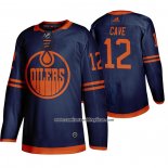 Camiseta Hockey Edmonton Oilers 12 Colby Cave Alterno Autentico Azul