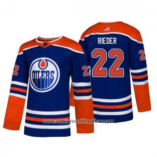 Camiseta Hockey Edmonton Oilers Tobias Rieder Alternato Autentico Azul