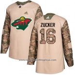 Camiseta Hockey Minnesota Wild 16 Jason Zucker Camuflaje Autentico 2017 Veterans Day Stitched