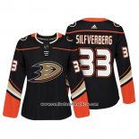 Camiseta Hockey Mujer Anaheim Ducks 33 Jakob Silfverberg Autentico Jugador Negro