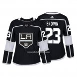 Camiseta Hockey Mujer Los Angeles Kings 23 Dustin Brown Autentico Jugador Negro