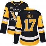 Camiseta Hockey Mujer Pittsburgh Penguins 17 Bryan Rust 50 Anniversary Primera Premier Negro