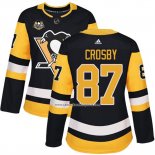 Camiseta Hockey Mujer Pittsburgh Penguins 87 Sidney Crosby 50 Anniversary Primera Premier Negro