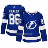 Camiseta Hockey Mujer Tampa Bay Lightning 86 Nikita Kucherov Primera Adizero Jugador Azul