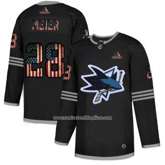 Camiseta Hockey San Jose Sharks Timo Meier 2020 USA Flag Negro