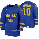 Camiseta Hockey Suecia Alexander Wennberg Away 2020 IIHF World Junior Championships Azul