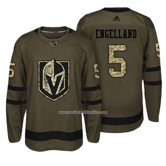 Camiseta Hockey Vegas Golden Knights 5 Deryk Engelland Verde Militar