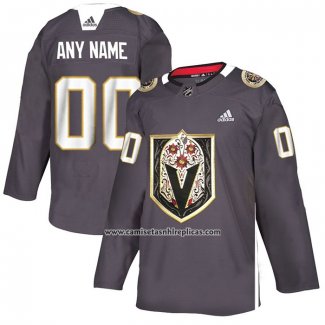 Camiseta Vegas Golden Knights Dia De Los Muertos Personalizada Gris