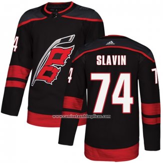 Camiseta Hockey Carolina Hurricanes 74 Jaccob Slavin Autentico Alterno Negro