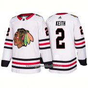 Camiseta Hockey Chicago Blackhawks 2 Duncan Keith Segunda 2018 Blanco