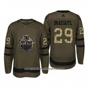 Camiseta Hockey Edmonton Oilers 29 Leon Draisaitl Camuflaje Salute To Service