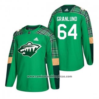 Camiseta Hockey Minnesota Wild Mikael Granlund 2018 St. Patrick's Day Verde