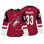 Camiseta Hockey Mujer Arizona Coyotes 33 Alex Goligoski Autentico Jugador Rojo