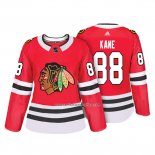 Camiseta Hockey Mujer Chicago Blackhawks 88 Patrick Kane Autentico Jugador Rojo