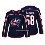 Camiseta Hockey Mujer Columbus Blue Jackets 58 David Savard Autentico Jugador Azul