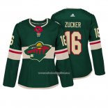 Camiseta Hockey Mujer Minnesota Wild 16 Jason Zucker Autentico Jugador Verde