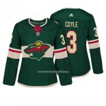 Camiseta Hockey Mujer Minnesota Wild 3 Charlie Coyle Autentico Jugador Verde