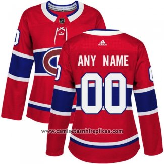 Camiseta Hockey Mujer Montreal Canadiens Primera Personalizada Rojo