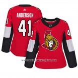 Camiseta Hockey Mujer Ottawa Senators 41 Craig Anderson Adizero Jugador Primera Rojo