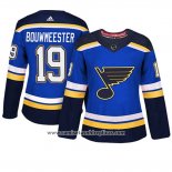 Camiseta Hockey Mujer St. Louis Blues 19 Jay Bouwmeester Primera Adizero Jugador Azul