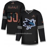 Camiseta Hockey San Jose Sharks Chris Tierney 2020 USA Flag Negro