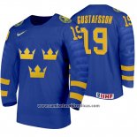 Camiseta Hockey Suecia David Gustafsson Away 2020 IIHF World Junior Championship Azul