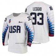 Camiseta Hockey USA David Leggio 2018 Olympic Blanco