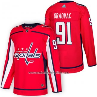 Camiseta Hockey Washington Capitals 91 Tyler Graovac Autentico Primera 2018 Rojo