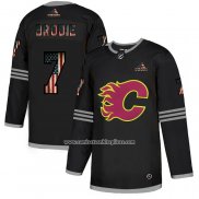 Camiseta Hockey Calgary Flames Tj Brodie 2020 USA Flag Negro