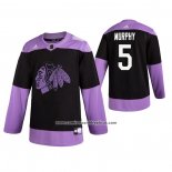 Camiseta Hockey Chicago Blackhawks Connor Murphy 2019 Fights Cancer Negro