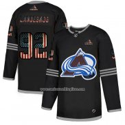 Camiseta Hockey Colorado Avalanche Gabriel Landeskog 2020 USA Flag Negro