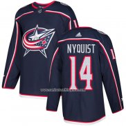 Camiseta Hockey Columbus Blue Jackets 14 Gustav Nyquist Primera Autentico Azul