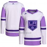 Camiseta Hockey Los Angeles Kings Fights Cancer Autentico Blank Practice Blanco Violeta